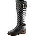 DailyShoes Women's Quilted Round toe Knee High Combat Rider Mid Calf with Side Pocket