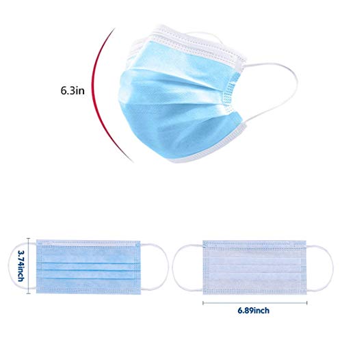 Supsiah Face Mask Disposable, Blue, Pack of 50