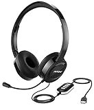 Mpow USB Headset/ 3.5mm Computer Headset, Soft Memory-Protein Earmuffs, Noise Cancelling Headset with Microphone, Lightweight On-Ear Headphones, Wide Compatibility for PC,Cell Phone,Tabl