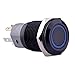 Ulincos® Momentary Push Button Switch U16F1 1NO1NC Black Metal Shell with Blue LED Ring Suitable for 16mm 5/8
