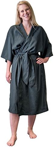 Telegraph Hill Luxury Lightweight Soft Microfiber Spa Bathrobe, One Size, Black Seersucker