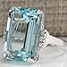 Lzz Vintage Fashion Lady 925 Silver Emerald Cut Blue Aquamarine Gemstone Ring with Diamond Ring Wedding Jewelry Size 5-11 (US code 8)