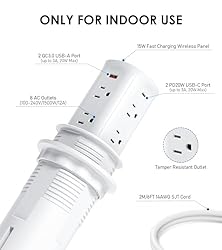 ANNQUAN 3" Pop Up Countertop Receptacle with 4 USB