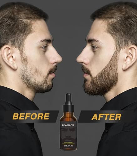 Beard Oil, Pure Natural Beard Growth Oil Moisturizing Softener, Beard Growth Products for Patchy, Father's Day, Perfect Gifts for Men Husband Boyfriend Dad, with Green Tea Scent (30 ml)