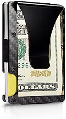 Aluminum Slim Minimalist Business Card Holder Front Pocket Wallet &amp; Money Clip (Carbon Fiber)