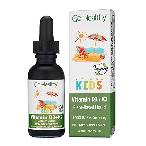 Vitamin D3 + K2 Vegan Liquid Drops by Go Healthy Kids, Toddler