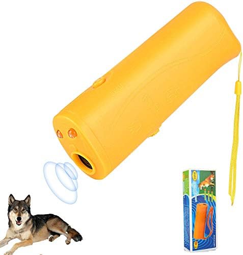 WTOSE Anti Barking Stop Bark Handheld 3 in 1 Pet LED Ultrasonic Dog Repeller and Trainer Device - Training Tool/Stop Barking [Yellow]