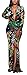 Sexycherry Women Deep V Collar Long Sleeves Sexy Flower Print Maxi Stretch Bodycon Party Dress (XX-Large, Flower)
