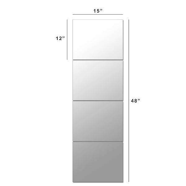 RUOMENG FULL LENGTH WALL MIRROR TILES, GYM MIRRORS 12″ X 15″ X 4PCS SQUARE WALL MOUNTED MIRROR, FRAMELESS MIRROR TILES FOR HOME GYM, BEDROOM, DOOR