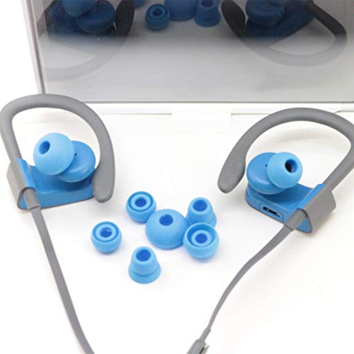 Replacement Silicone Ear Tips Earbuds Buds Set Compatible with for Powerbeats 2 3 Wireless Beats by dre Headphones Earphones, 4 Pairs (Blue)