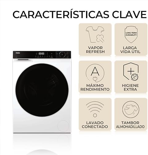 X 5 HWD100-BP16357US Lavadora Secadora, Capacidad 10KG+6KG, Motor Inverter, WIFI, Tecnología Antibacterias, Refresh, Inicio diferido, DetectorKG, 60CM Ancho, 1600 RPM, 16 programas, Blanco