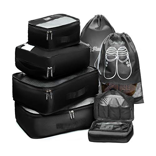 Packing Cubes Travel Set 7Pc 2 Large Cube Organizer Laundry Shoe