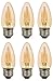 (6 Pack) Sylvania 79536-40 Watt Equivalent Vintage LED B10 Light Bulb E26 Medium Base Blunt Candle Tip 40W Retro Antique Edison Filament Warm Amber Glow (Not White) Indoor Outdoor Non Dimmable