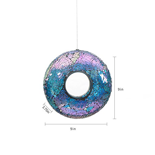 Garden Hanging Bird Feeder Mosaic Circle for Outdoor Decoration,Blue