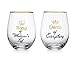 Elegant Home Personalized Gift Set of Two 19 Oz. Queen & King Stemless Wine Glass - unique Novelty - Gag Gift.