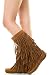 Refresh JOLIN-02 Women's Fringe Moccasin Flat Heel Zipper Under Knee High Boots, Color:TAN, Size:7