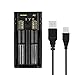 AOSHIKE LED Indicator USB Battery Charger,Smart Battery Charger for AA AAA 18650 26650 20700 21700 18500 10440 14500 18490 18350 17670 17500 IMR Li-ion Ni-MH Ni-CD Rechargeable Battery (2-Bay)