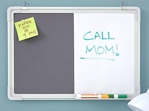 White Dry Erase and Gray Cork Bulletin Board Combination - Whiteboard & Corkboard