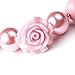 Bouren Pink Rose Chunky Bubblegum Bead Necklace for Girls