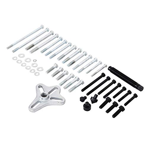 Hunzed 46Pc Harmonic Balancer Gear Puller Steering Wheel Pulley Steel Yoke Washer Crank (Silver)