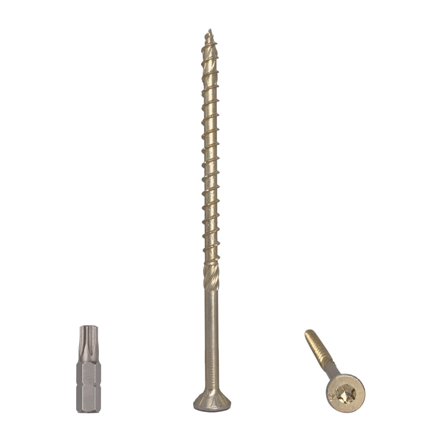 (Pack of 100 pcs) Universal Yellow Zinc Plated Steel 6.0 x 120 mm Wood Screws, Torx Head, Countersunk Head, Chipboard Screws (100, 6.0 x 120 mm)