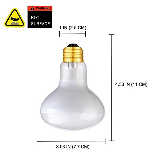 OMAYKEY 75W Basking Spot Heat Lamp Bulb Soft White Glow UVA Glass Cover Heat Lamp/Bulb/Light for Lizard Chameleon Bearded Dragon Snake Aquarium Reptile & Amphibian - 2 Pack