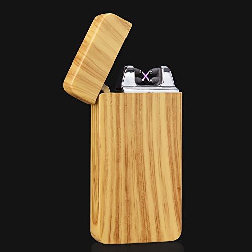 Hair Salon Marble Design USB Rechargeable Flameless Metal Windproof Electric Dual Arc Lighter - Bamboo