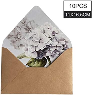 WRHN Envelopes Premium Invitation，Retro Kraft Envelopes 10pcs 11x16.5 Interior with flower pattern, For Christmas Thanksgiving Gift Invitation Birthday Valentine's Day (Color : B)