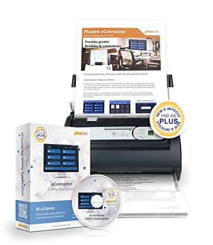 Plustek PSD300 Plus Document Scanner with ADF, Directly scan to Cloud, SharePoint, Office 365 and Built-in Barcode Recognition Function