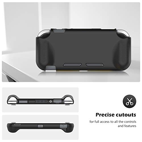 ProCase Nintendo Switch Lite Rubber Case, Slim Soft Shockproof TPU Cover Anti-Scratch Protective Case for Nintendo Switch Lite 2019 with 2 Pack Tempered Glass Screen Protectors –Black