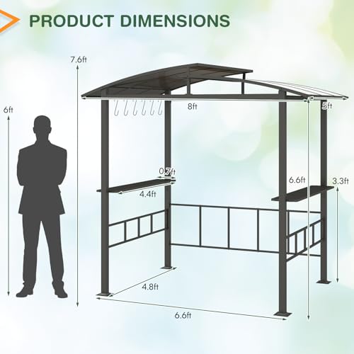 Tangkula 8x5 FT Hardtop Grill Gazebo Review: Double-Tiered Barbecue Shelter with PC Roof image 12