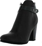 Breckelle's GAIL-22 Women's Belted Chunky Stacked Heel Ankle Booties