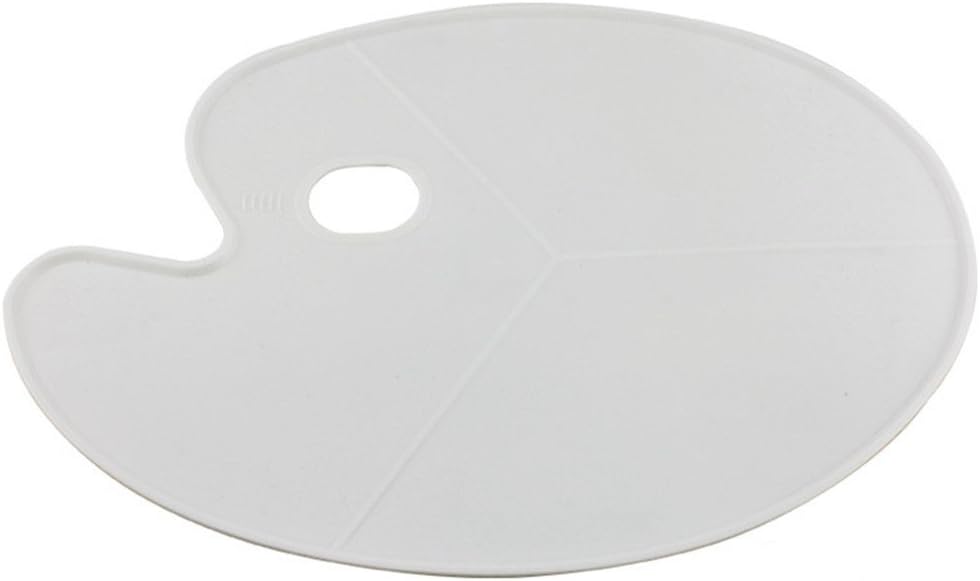 Art Advantage Non-Stick Plastic Palette Large Oval Shaped White Plastic Palette Perfect for Watercolor Oil and Gouache Paint