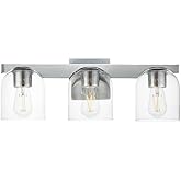 Maxim Scoop - 3 Light Bath Vanity-8 Inches Tall and 21.5 Inches Wide-Polished Chrome Finish-Clear Glass Color