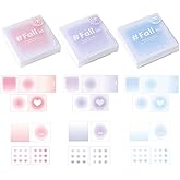 200 Sheets Random Color Dreamy Gradient Colored Sticky Notes with 4 Sheets Translucent Vellum Paper, Adhesive Mini Memo Pads, Holder for School Office Hospital,Self-Stick Notes