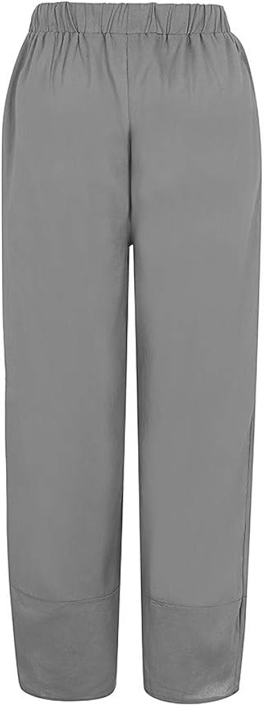 aihihe Womens Cotton Linen Pants Comfy Soft Drawstring Waist Wide Leg Capris Crop Pant Ankle Length Pants Trousers at  Women’s Clothing store