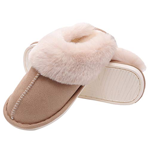 SOSUSHOE Womens Slippers Memory Foam Fluffy Fur Soft Slippers Warm House  Shoes Indoor Outdoor Winter