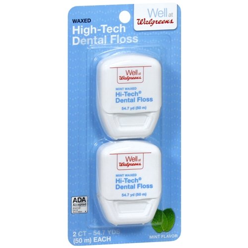 Walgreens Hi Tech Dental Floss Waxed Mint Flavor 54.7 Yards Pack of 3