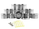 8-Ounce Candle Tins, Wicks & Wick Stickers (12-Pack); Round Metal Containers w/Wick Guide & Feet for Candle Making, Includes Wick Stickers & Wicks Too