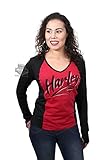 Harley-Davidson Womens Top of the Line Colorblocked V-Neck Red Long Shirt