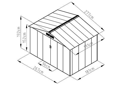 Costway Abri de Jardin en Métal Cabane à Outil Rangement avec Porte Coulissante 277 X 191 X 192CM Gris