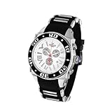Aquaswiss Chronograph Swiss Quartz Large 50 MM Watch White Dial Stainless Steel Black Bezel Day Date #62XG0126