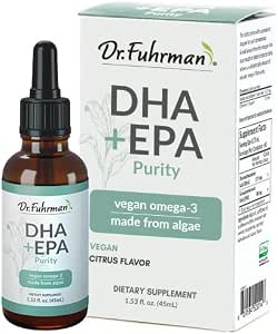 Amazon.com: Dr. Fuhrman DHA+EPA Purity, Omega-3 Fatty Acids, Liquid  Supplement with Dropper, Fresh Citrus Flavor, Made from Lab-Grown Algae,  Free of Contaminants, Vegan, 60 Servings : Health \u0026 Household