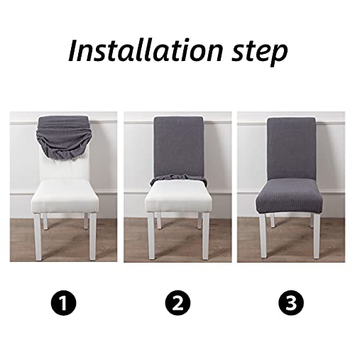 Dining Room Chair Covers, Removable Stretch Dinning Kitchen Chairs Slip Cover Parson Slipcovers for Home, Hotel, Banquet, Ceremony | Gray