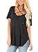 Sidefeel Women Crisscross Front V Neck T-Shirt Destroyed Baggy Blouse X-Large Black