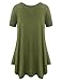 BELAROI Womens Plus Size Tunic Tops Summer Short Sleeve Loose Fit T Shirt Casual Blouse Swing Flowy Tunics for Leggings(2X,Army Green)