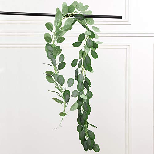 PUPOUSE Eucalyptus Garlands Artificial Greenery Garland Faux Silk Eucalyptus Vines Wedding Backdrop Wall Arch Wall Decor Flower Arrangement Green