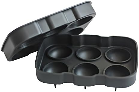 Striped Blue Ice Ball Maker Mold - 6 Whiskey Ice Balls - Premium Round Spheres Tray - Get free EBook