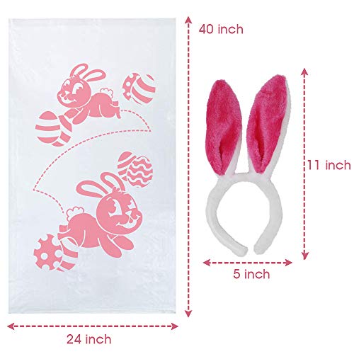 6 Potato Sack Race Jumping Bags 40 x 24 with Bunny Ears Headbands for All Ages Kids Easter Theme Party Favor, Easter Eggs Hunt Game Activities, Party Supplies, Party Games, Great Family Games.