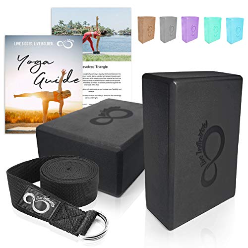 Premium-Yoga-Blocks-Metal-D-Ring-Strap-Yogi-Set-3PC-2-Pack-High-Density-EVA-Foam-Blocks-to-Support-Deepen-Poses-Improve-Strength-Flexibility-Balance-Lightweight-Odor-Moisture-Resistant